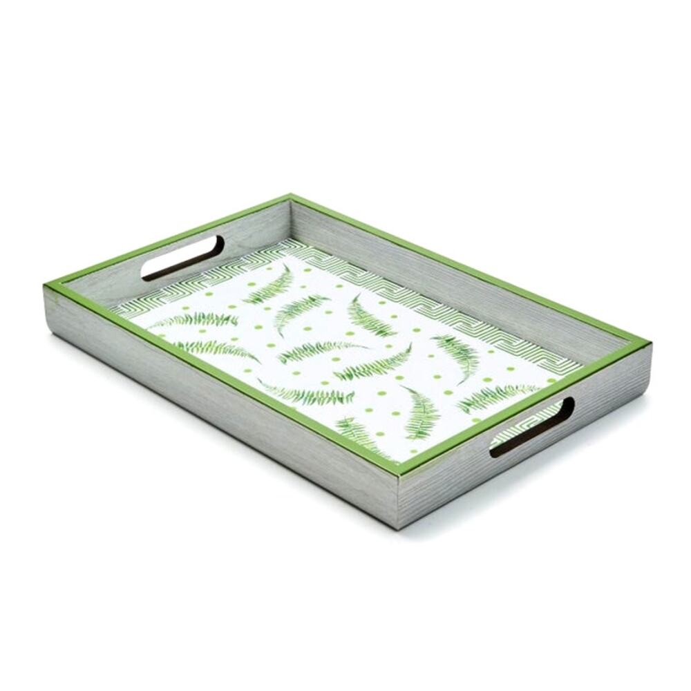 NEW Mackenzie-Childs Fern Forest Serving Tray 17.75in Green & White